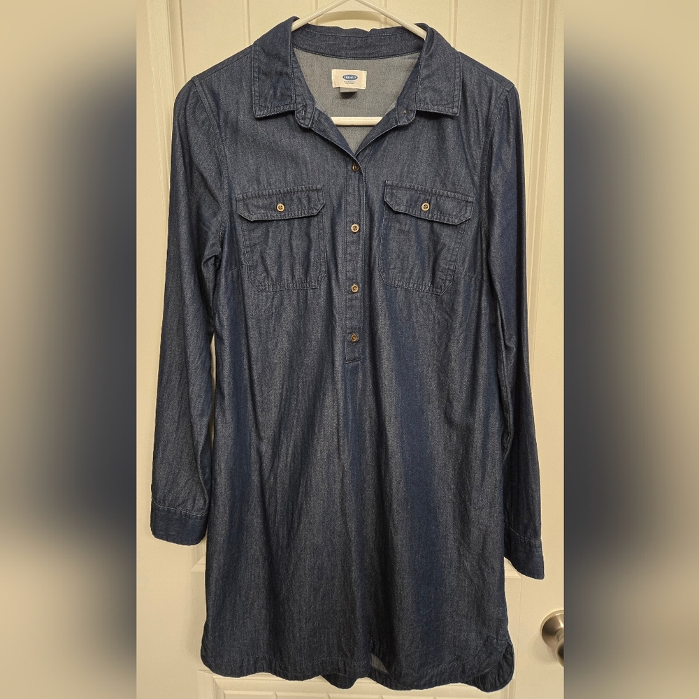 Old Navy Blue Denim Long Sleeve Dress